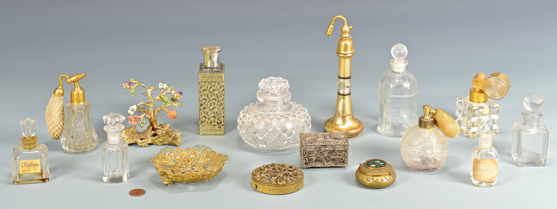 Lot 723: Collection Perfume Bottles and Filigree, Enamel It