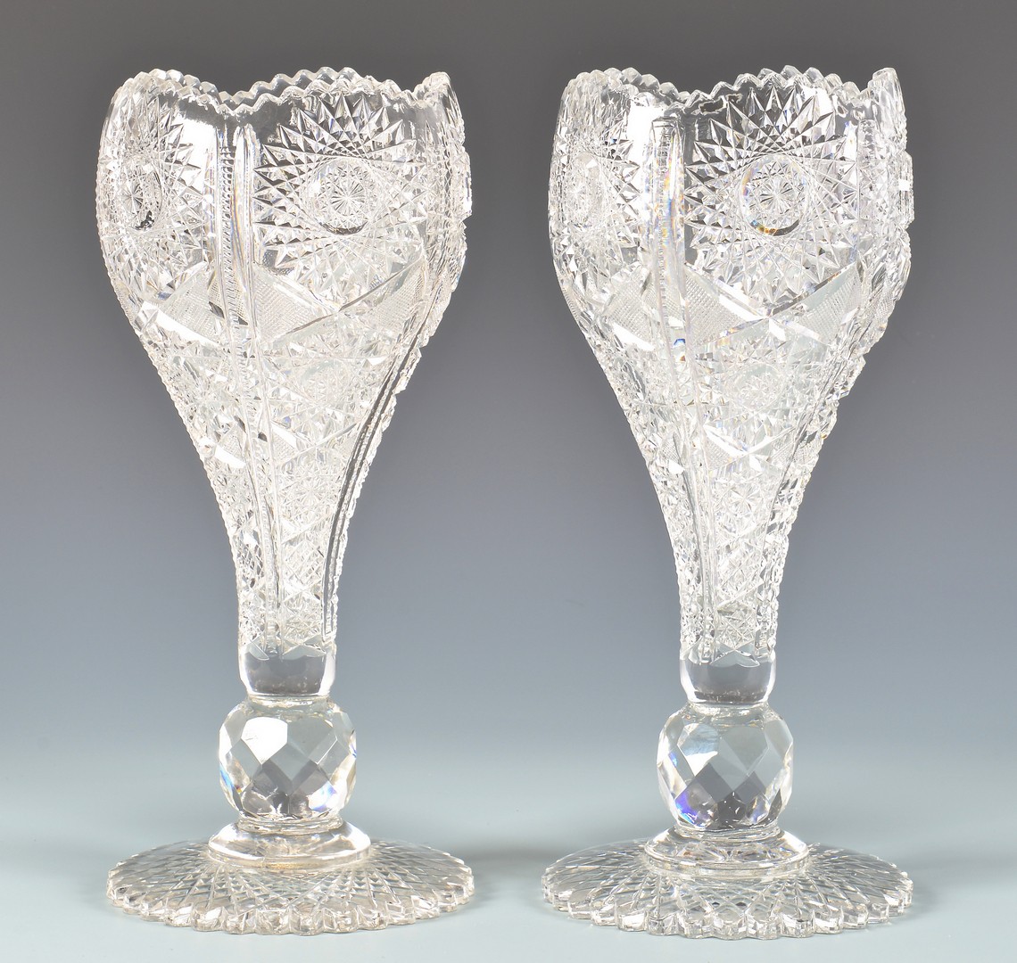 Lot 724: 4 American Brilliant Cut Glass Vases