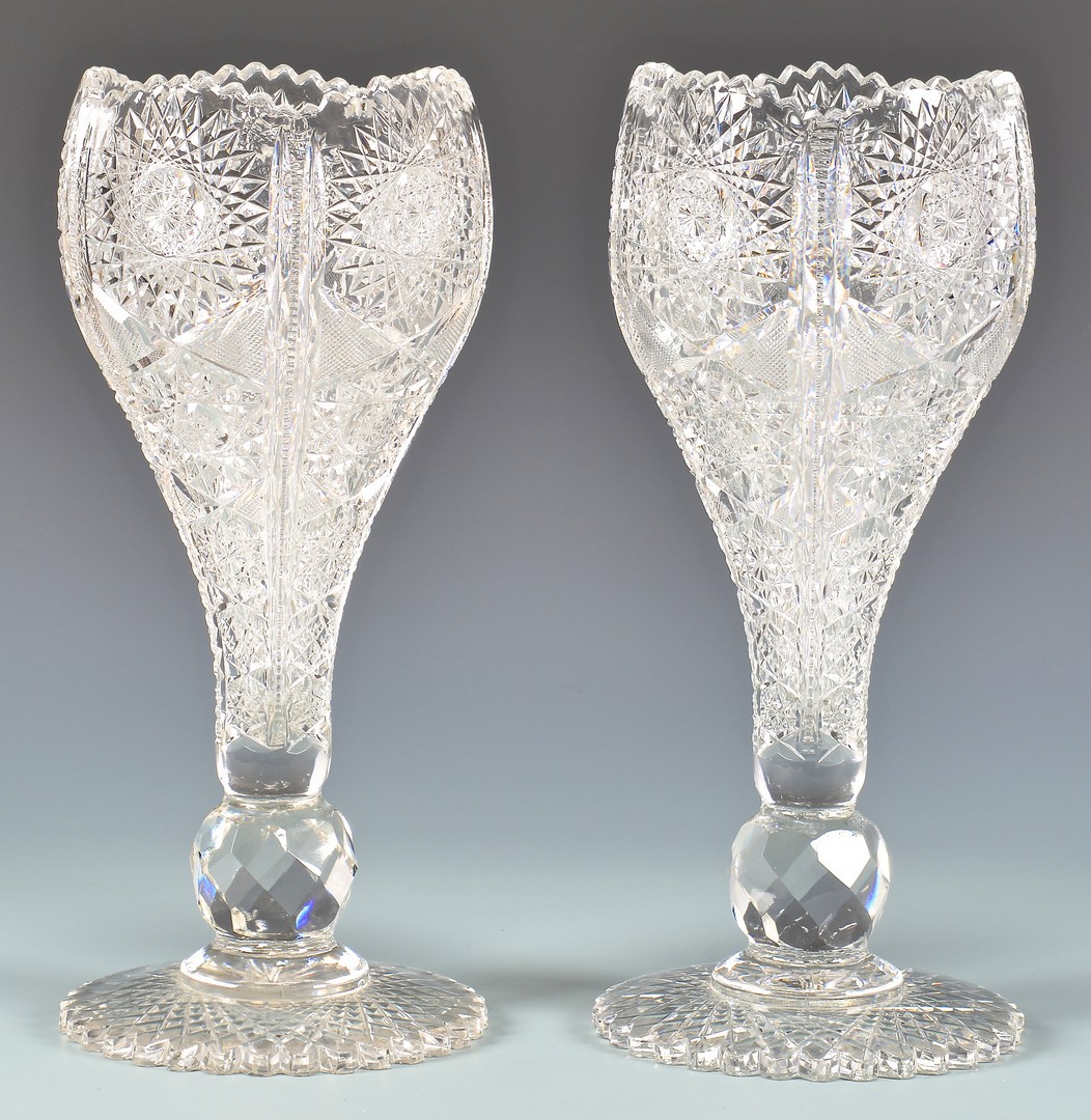Lot 724: 4 American Brilliant Cut Glass Vases