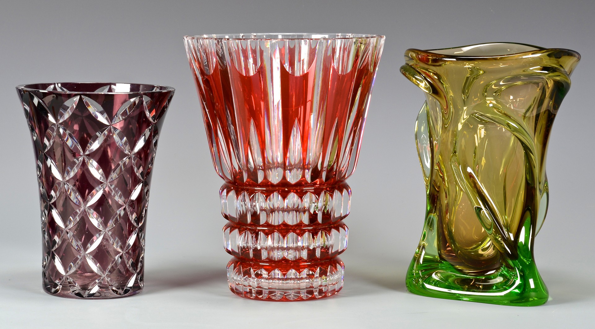 Lot 725: 3 Glass Vases, includ. St. Louis