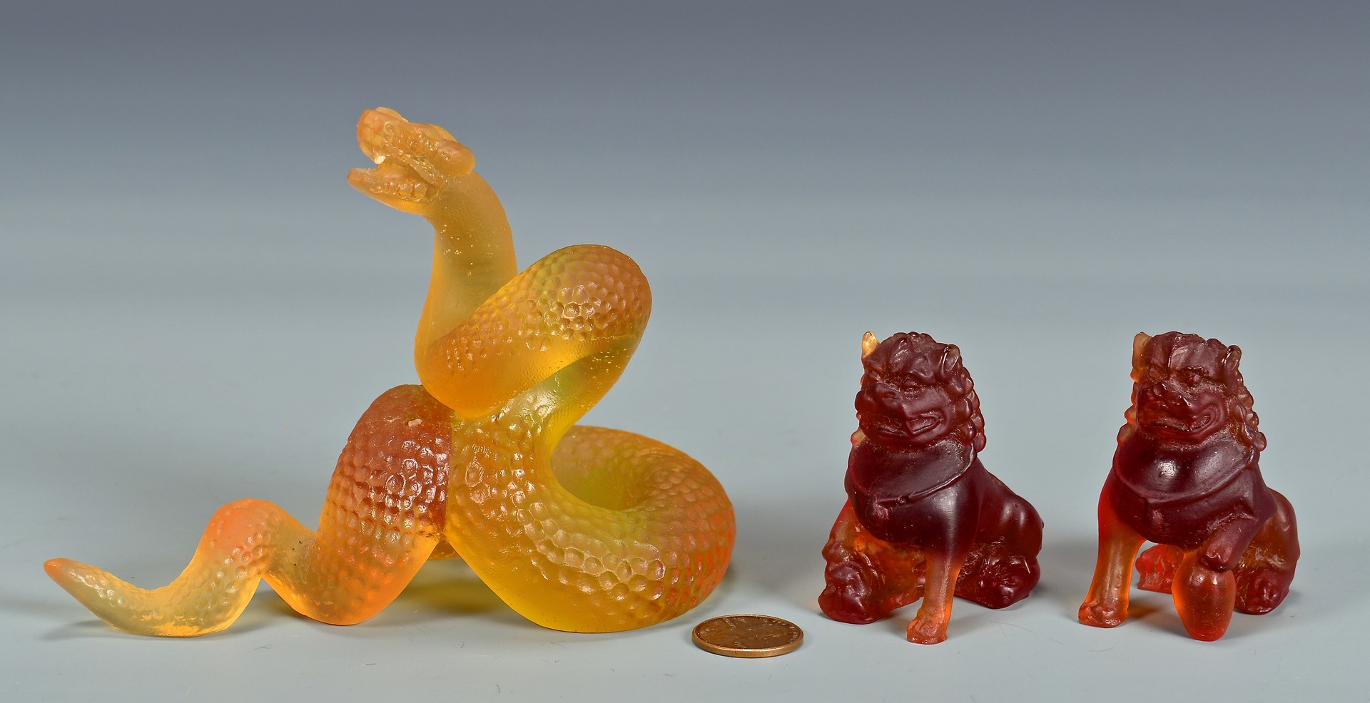 Lot 729: Daum Glass Snake and Lions