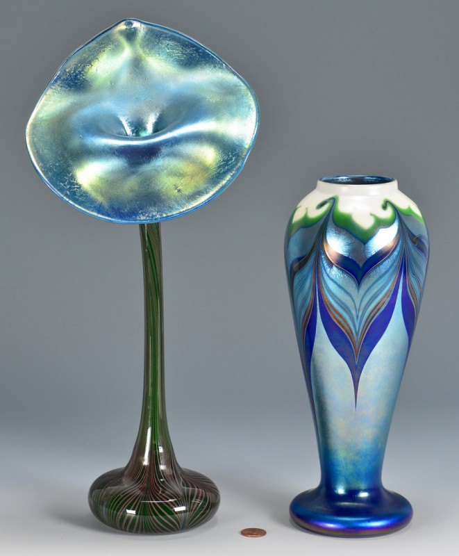 Lot 735: 2 Orient & Flume Art Glass Vases