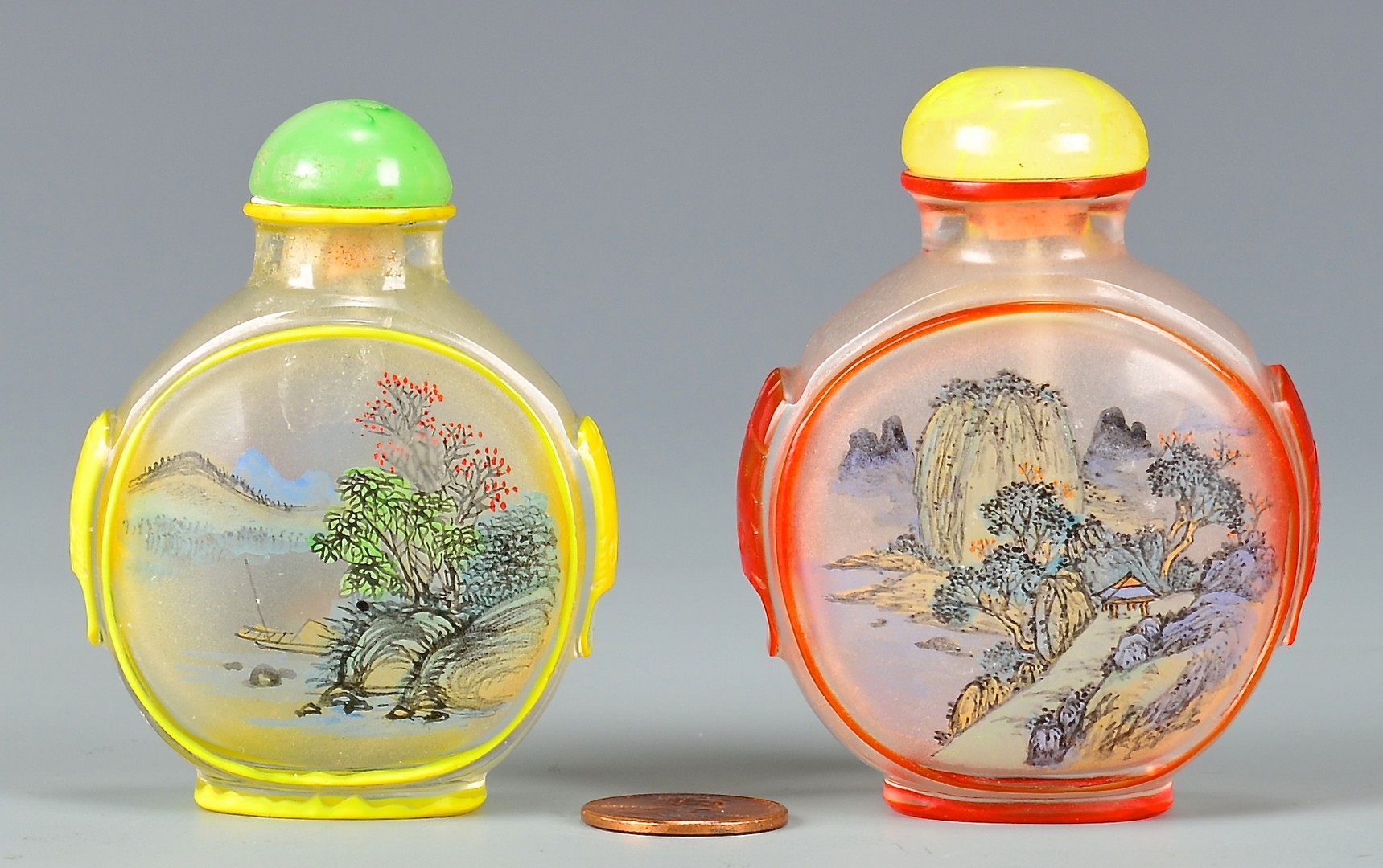 Lot 749: 3 Chinese Porcelain & 2 Painted Peking Glass Snuff