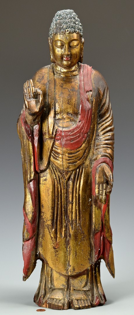 Lot 753: Large Gilt Lacquered Buddha