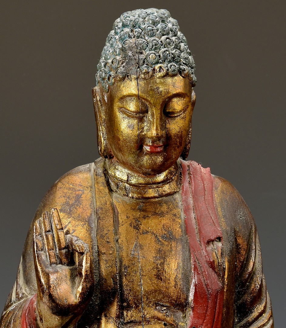 Lot 753: Large Gilt Lacquered Buddha