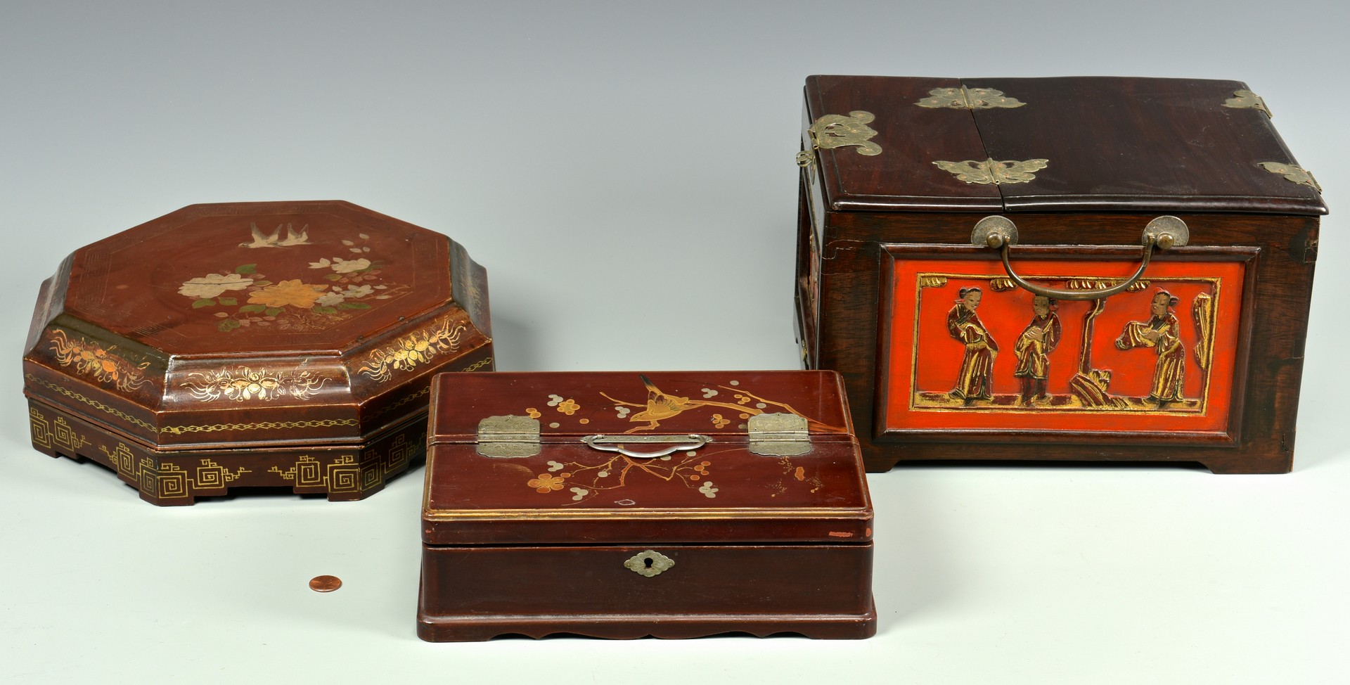 Lot 757: 3 Asian Lacquered Boxes