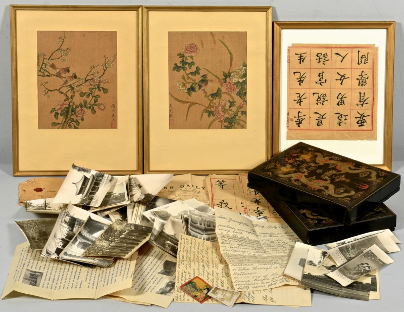Lot 758: Peking 1912 Archive in 2 lacquer boxes, plus paint