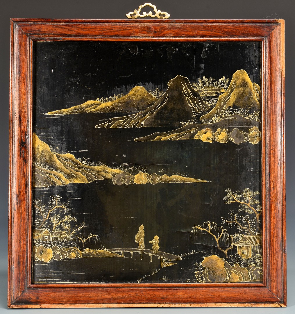 Lot 764: Chinese Gaming Box & Framed Lacquer Screen