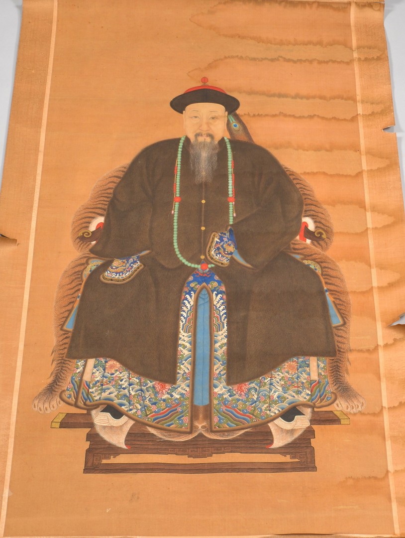 Lot 770: 3 Chinese Ancestral Scrolls, incl. Qing Dynasty