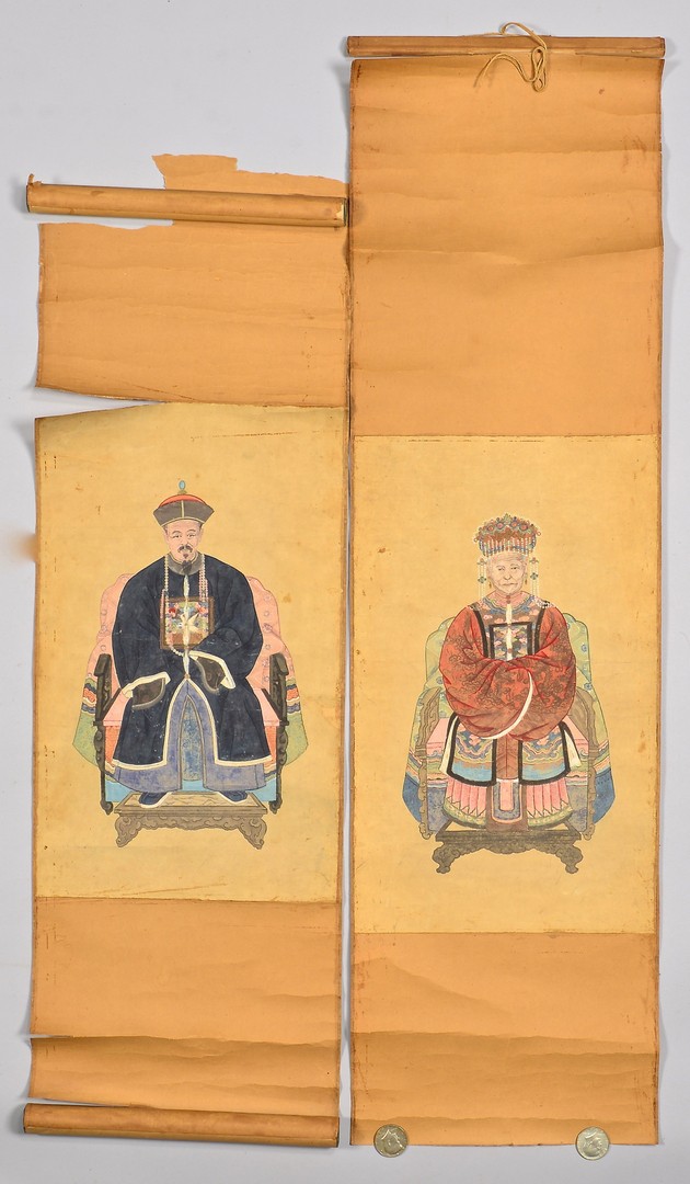 Lot 770: 3 Chinese Ancestral Scrolls, incl. Qing Dynasty