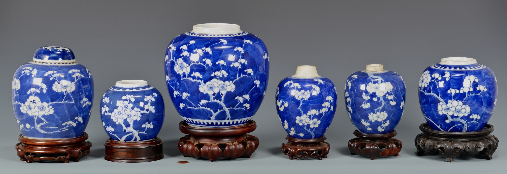 Lot 778: 6 Chinese Porcelain Hawthorne Pattern Ginger Jars