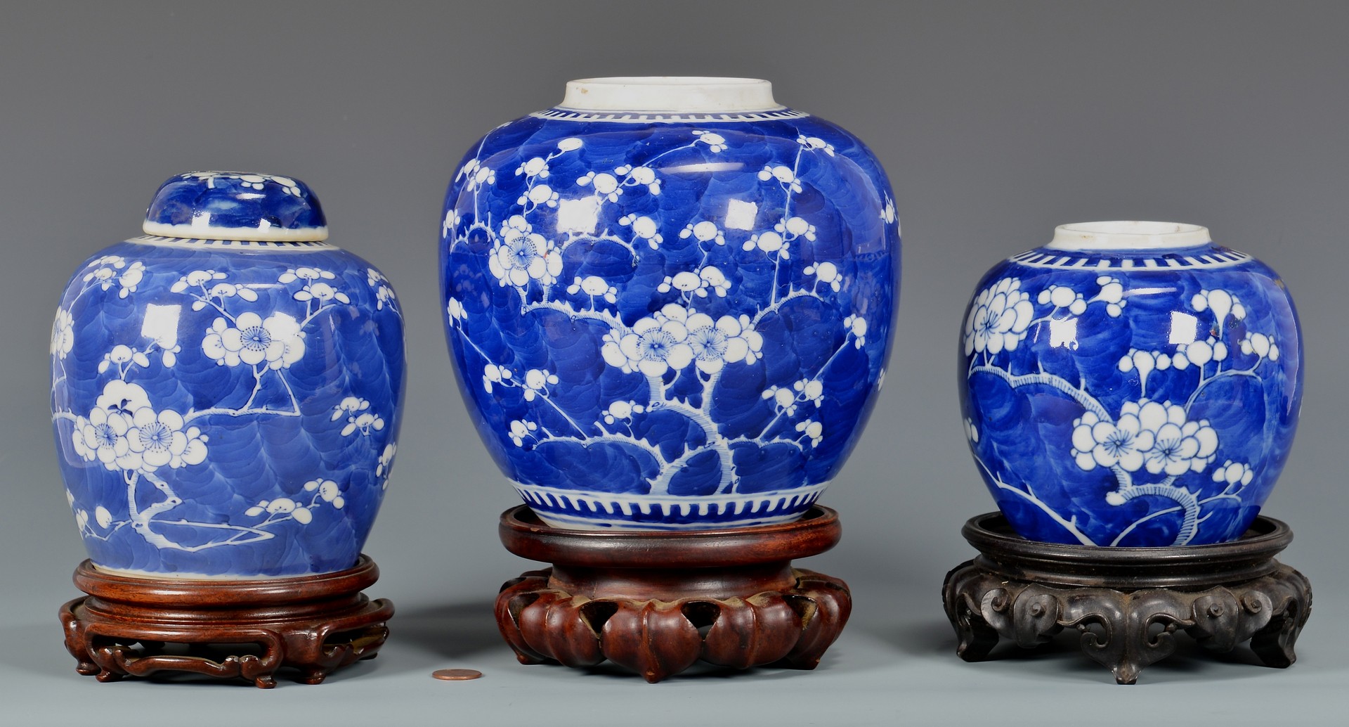 Lot 778: 6 Chinese Porcelain Hawthorne Pattern Ginger Jars