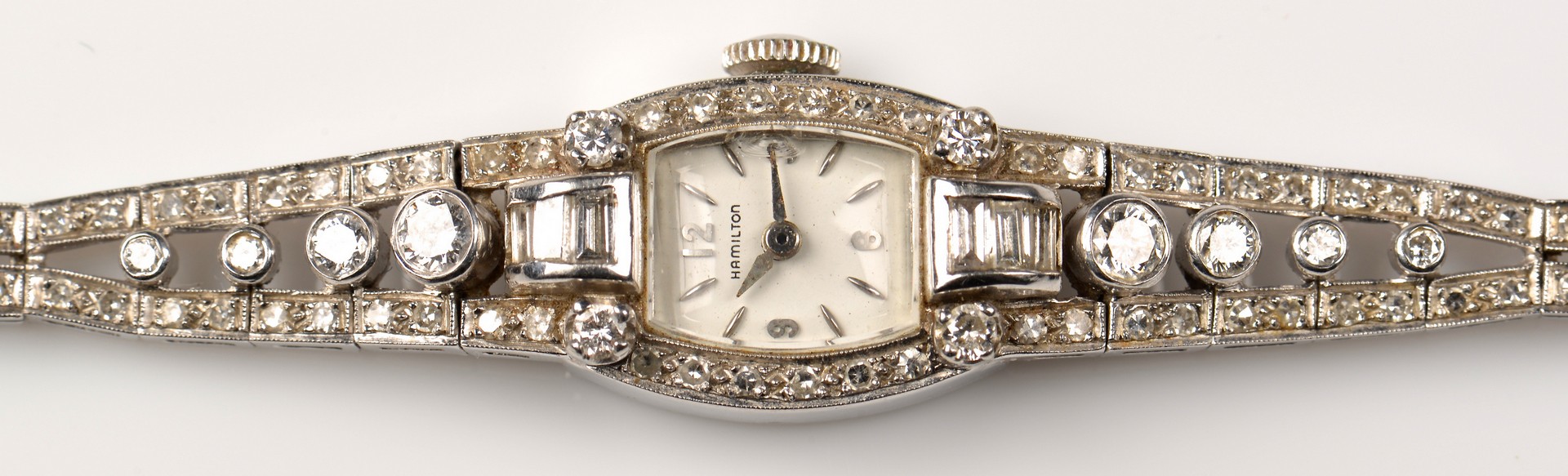 Lot 79: Platinum Hamilton Lady's Diamond Watch
