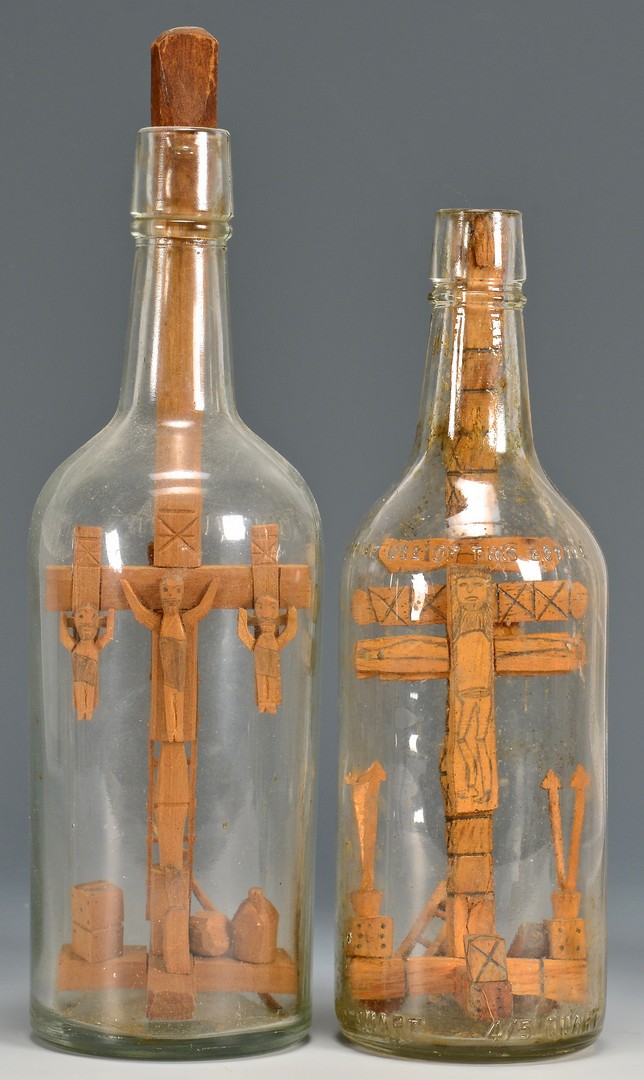 Lot 821: 7 Folk Art Carved Bottle Whimseys