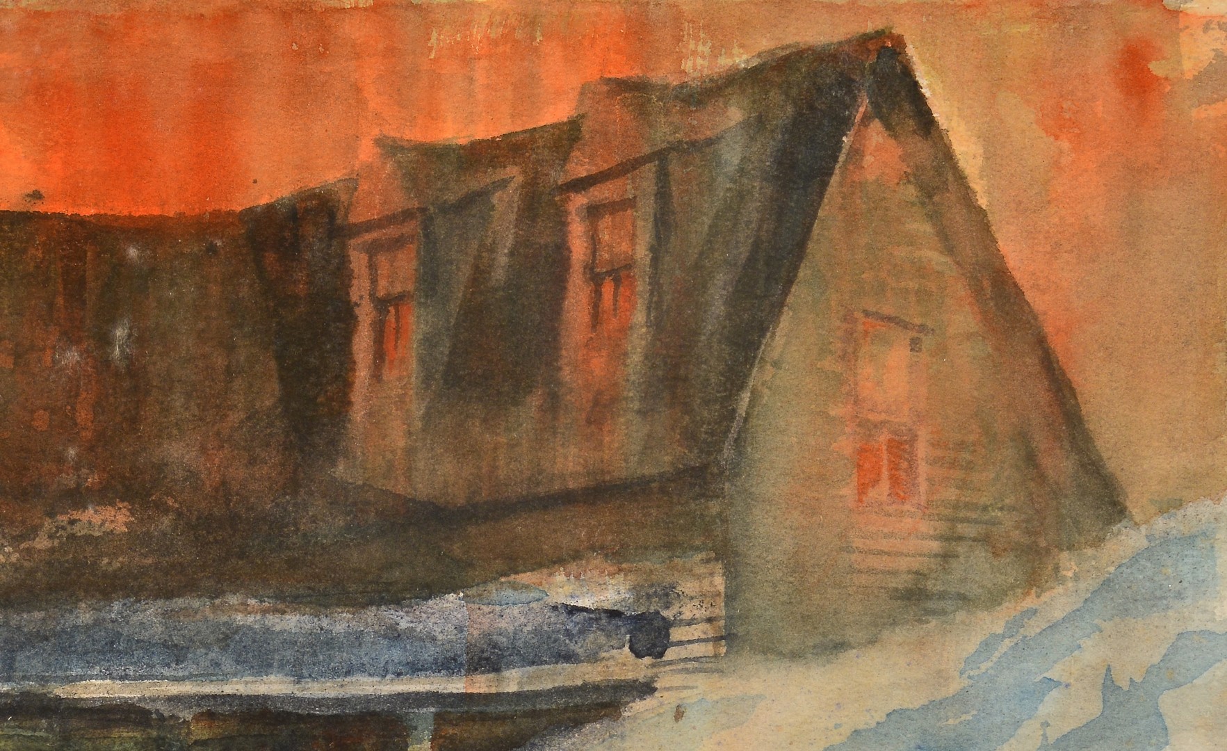 Lot 823: Carl Sublett Watercolor, Snow Drift