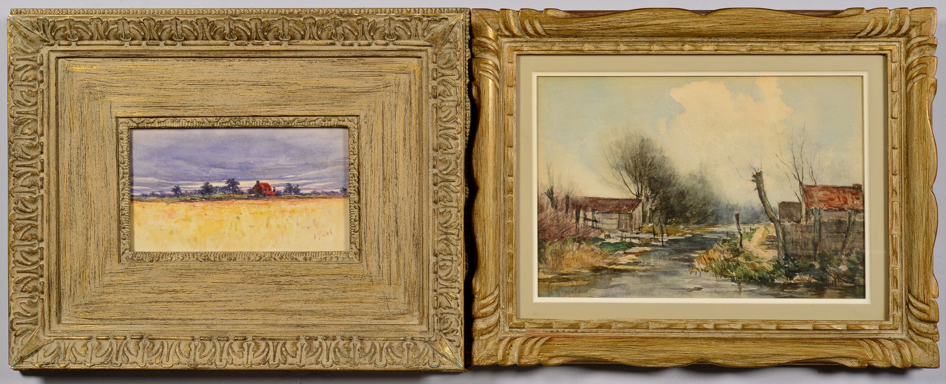 Lot 836: 2 Signed Watercolors, Rural Landscapes, late 19th