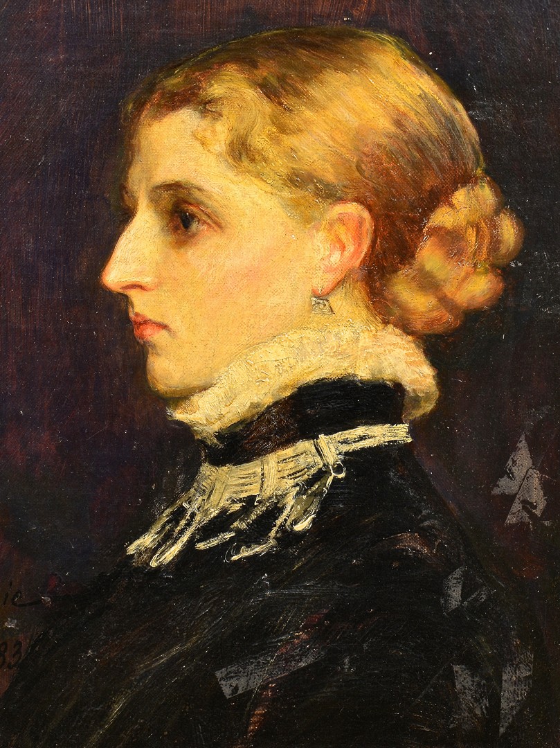Lot 840: 19th Century Oil on Board Female Portrait