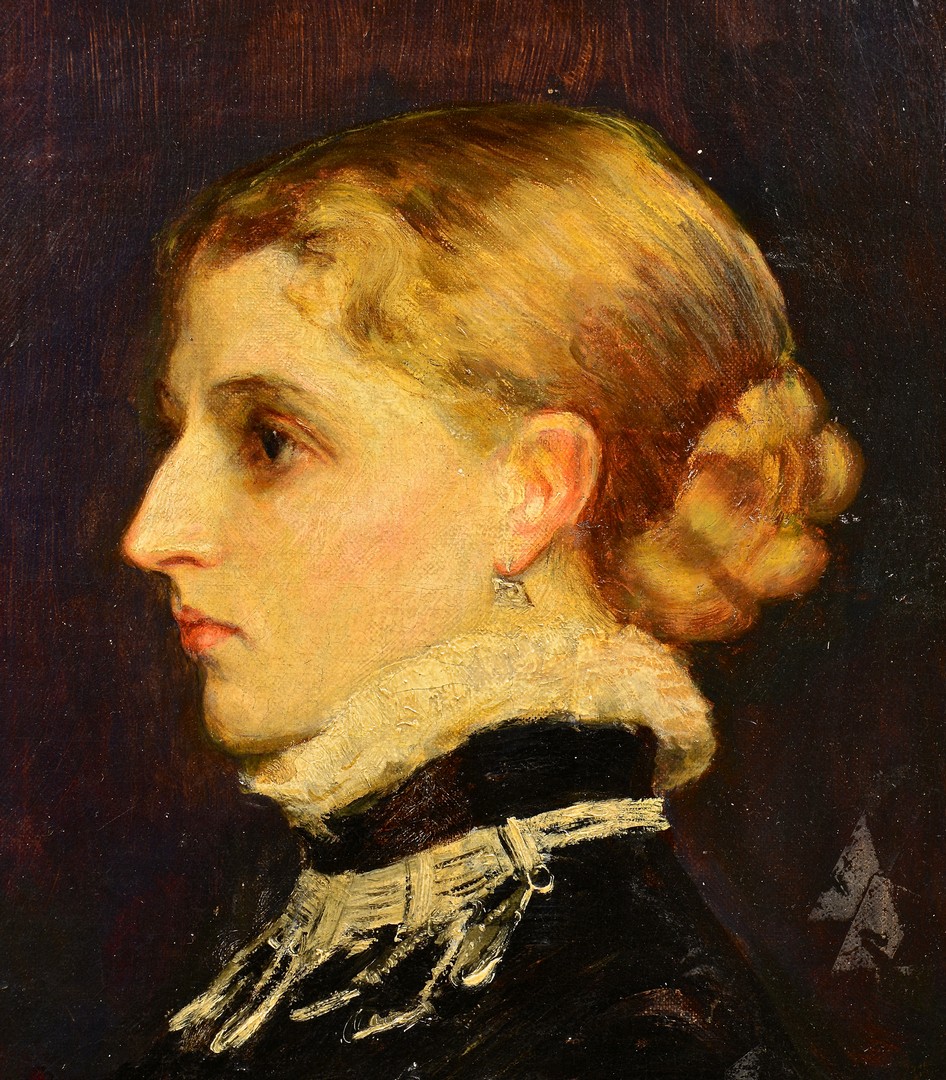 Lot 840: 19th Century Oil on Board Female Portrait