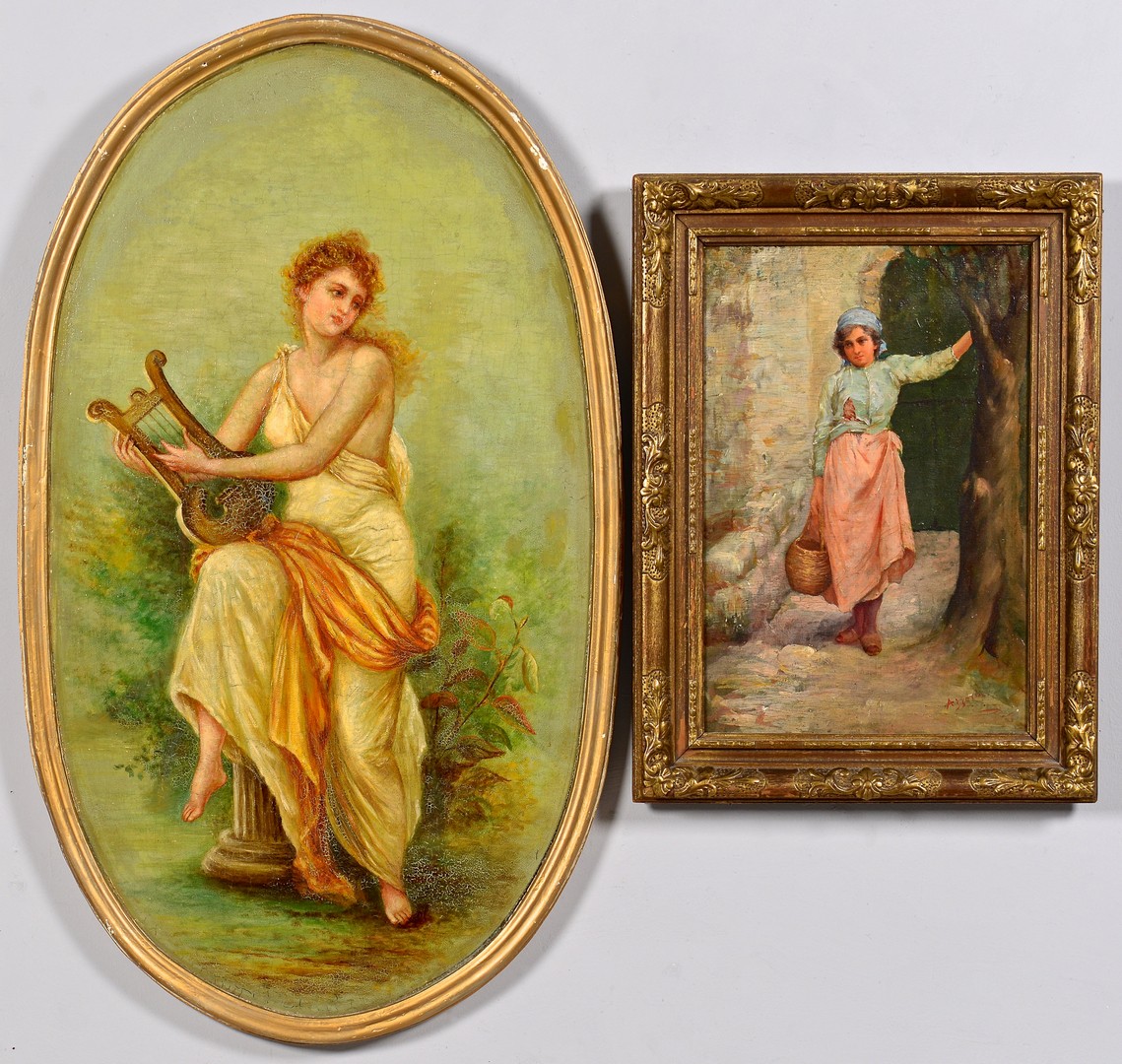 Lot 842: Pair of Oil on Board Female paintings