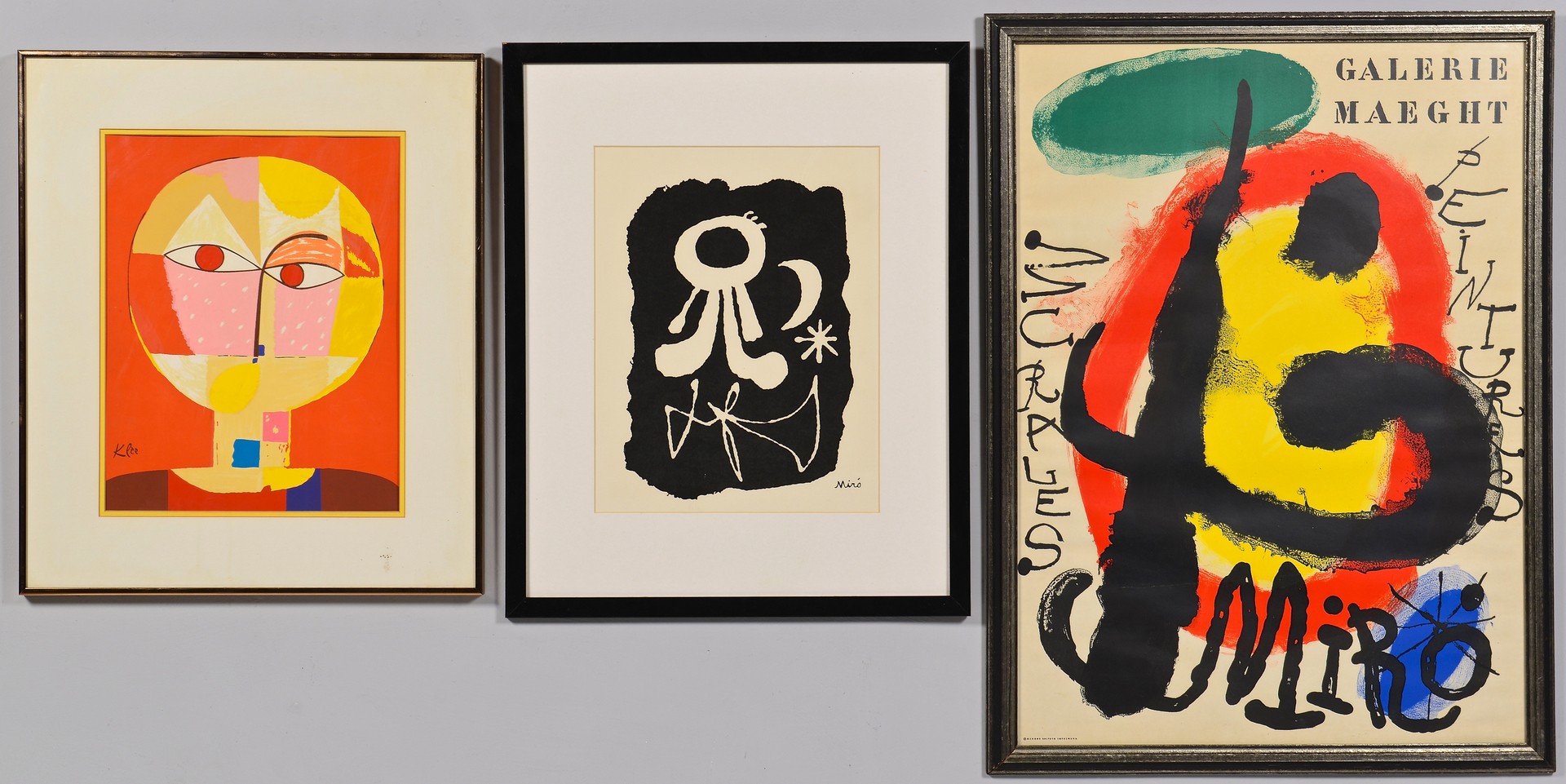 Lot 855: Miro and Klee Lithos and Poster, 3 items