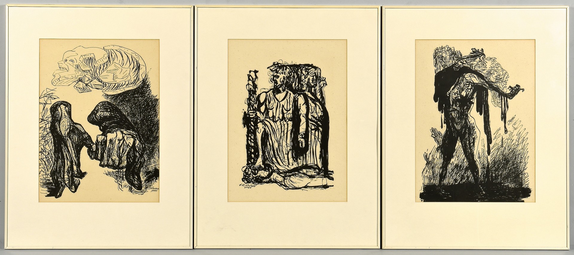 Lot 856: 3 Jose Orozco Lithographs, dated 1945