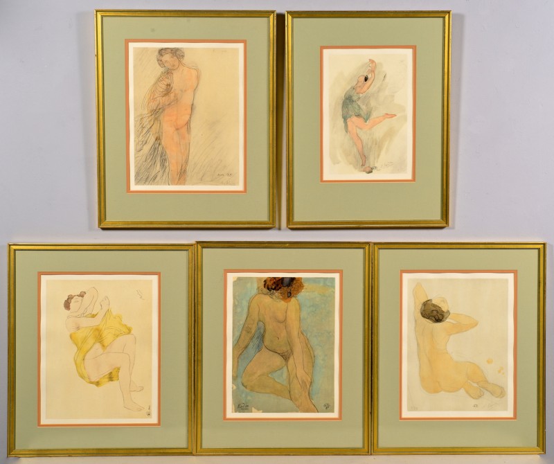 Lot 857: Rodin's Douze Aquarelles Inedites Color Lithograph