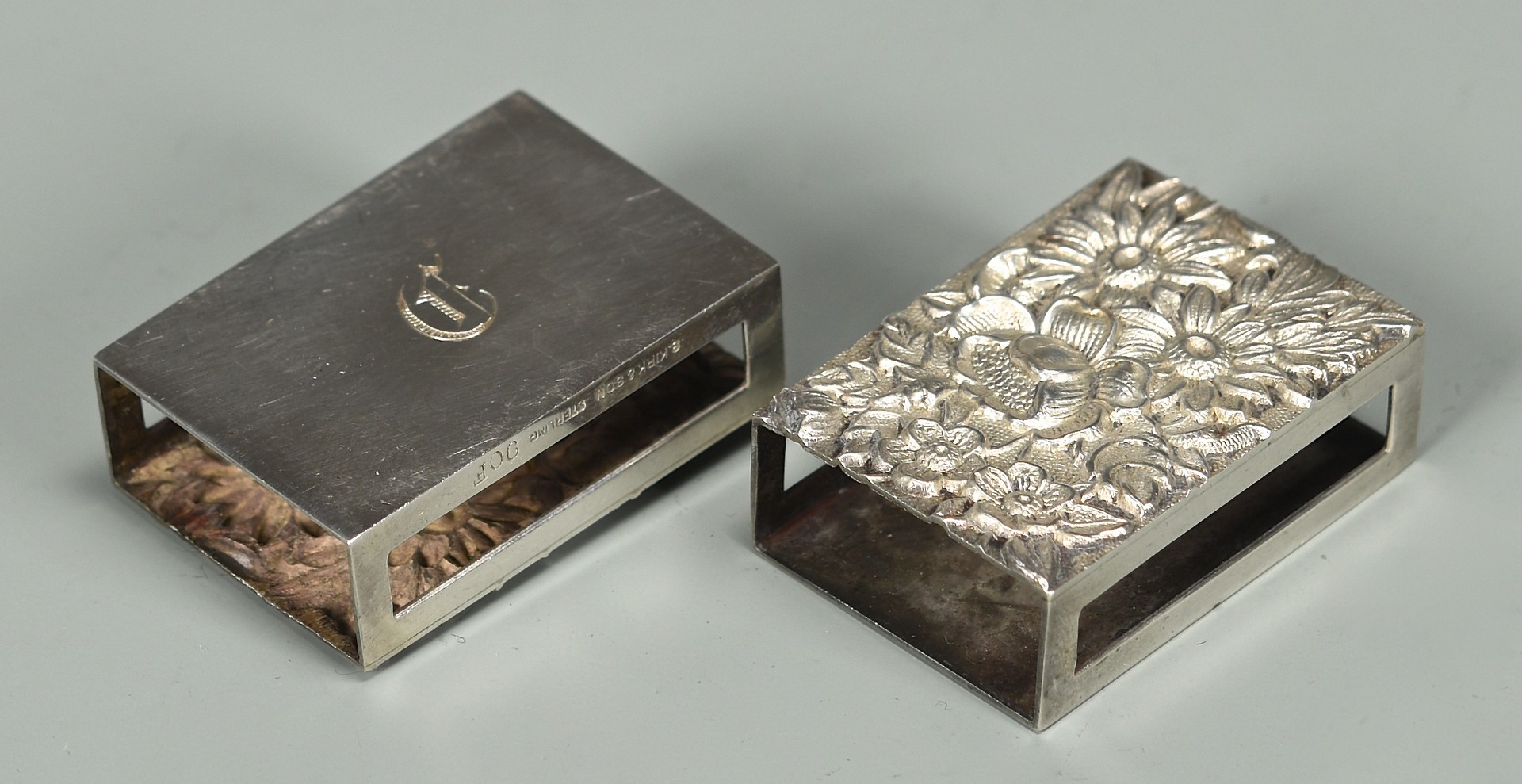 Lot 886: Sterling Matchboxes, Corn Cob holders, and other n