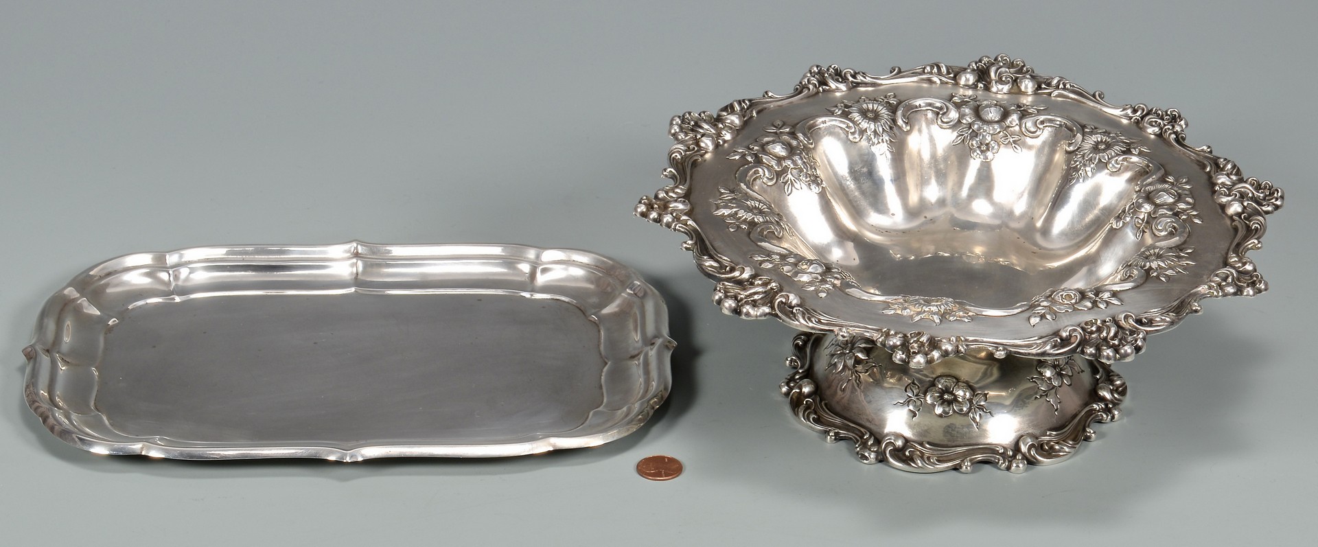 Lot 888: Sterling Compote and Tray