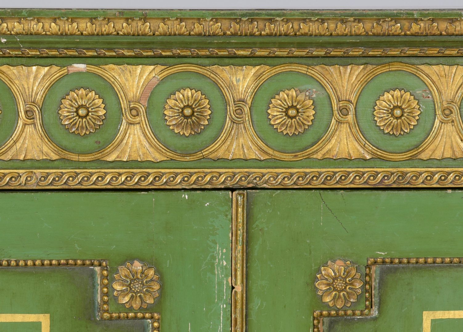 Lot 105: Painted and Parcel Gilt Credenza, 19th c.