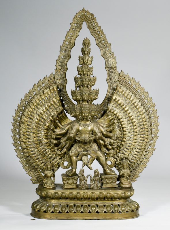 Lot 13: Bronze 43" Tibetan Avalokitesvara Sculpture