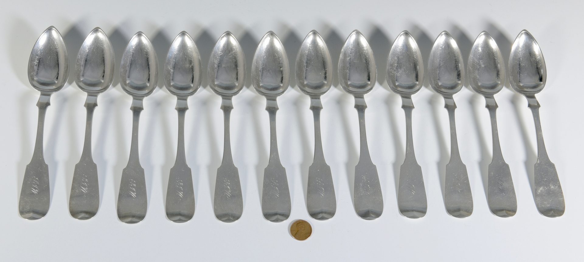 Lot 155: 12 Columbia, TN Coin Silver Spoons