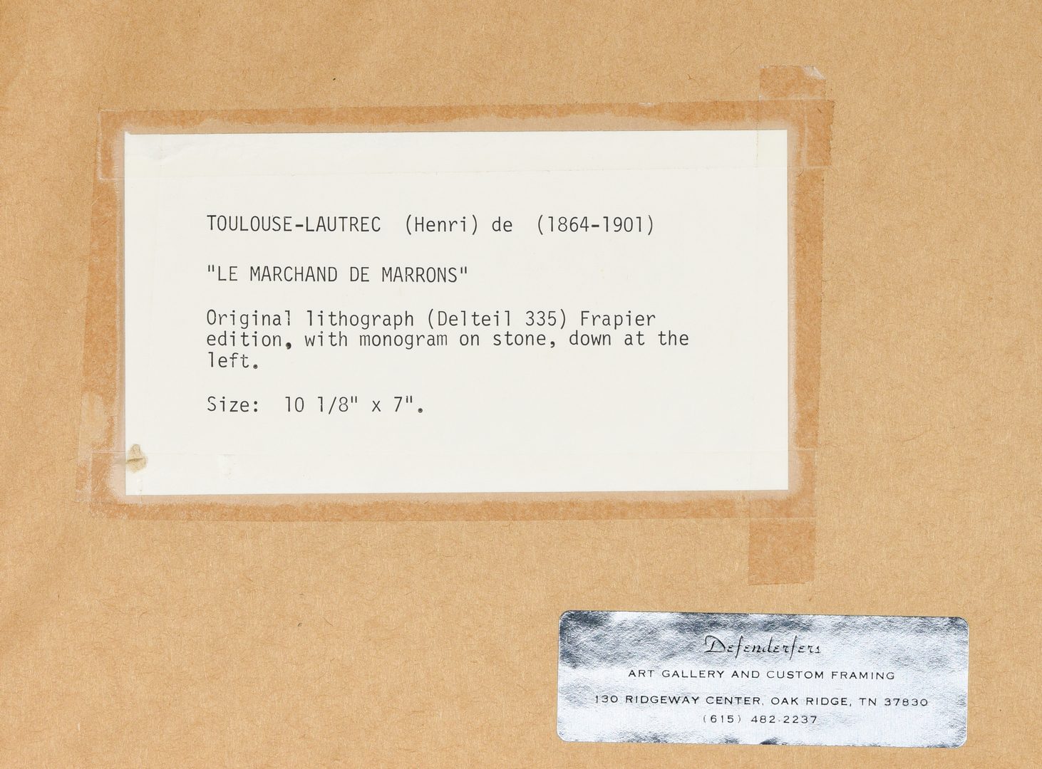 Lot 184: Toulouse-Lautrec lithograph, Le Marchand de Marrons