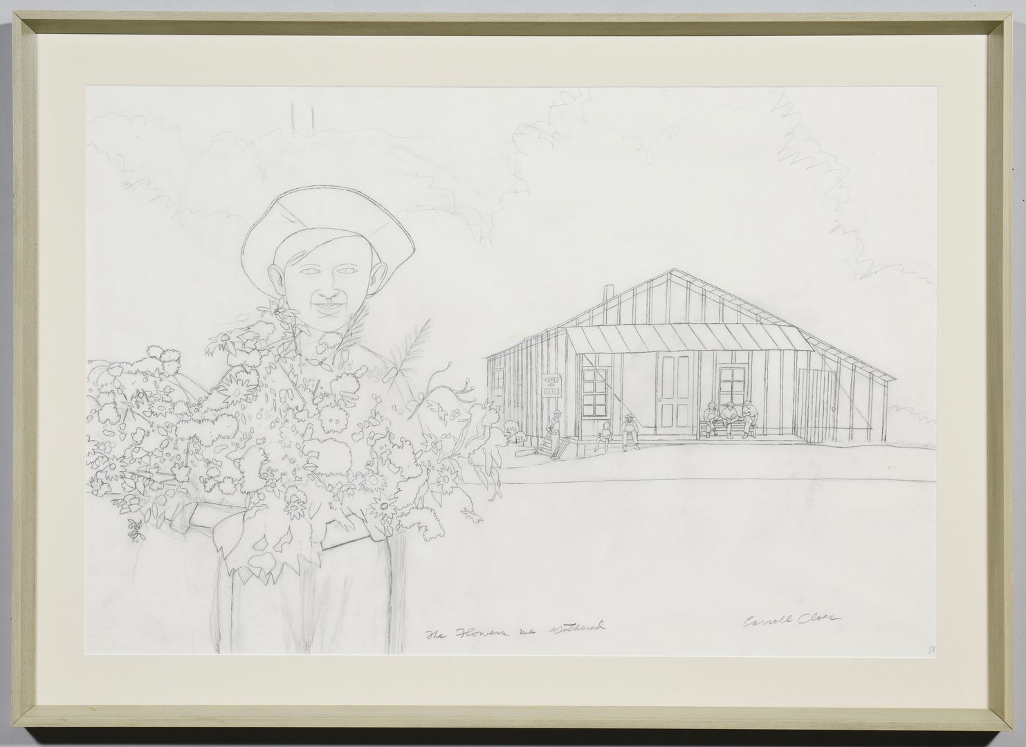 Lot 212: Carroll Cloar Drawing, Flowers We Gathered