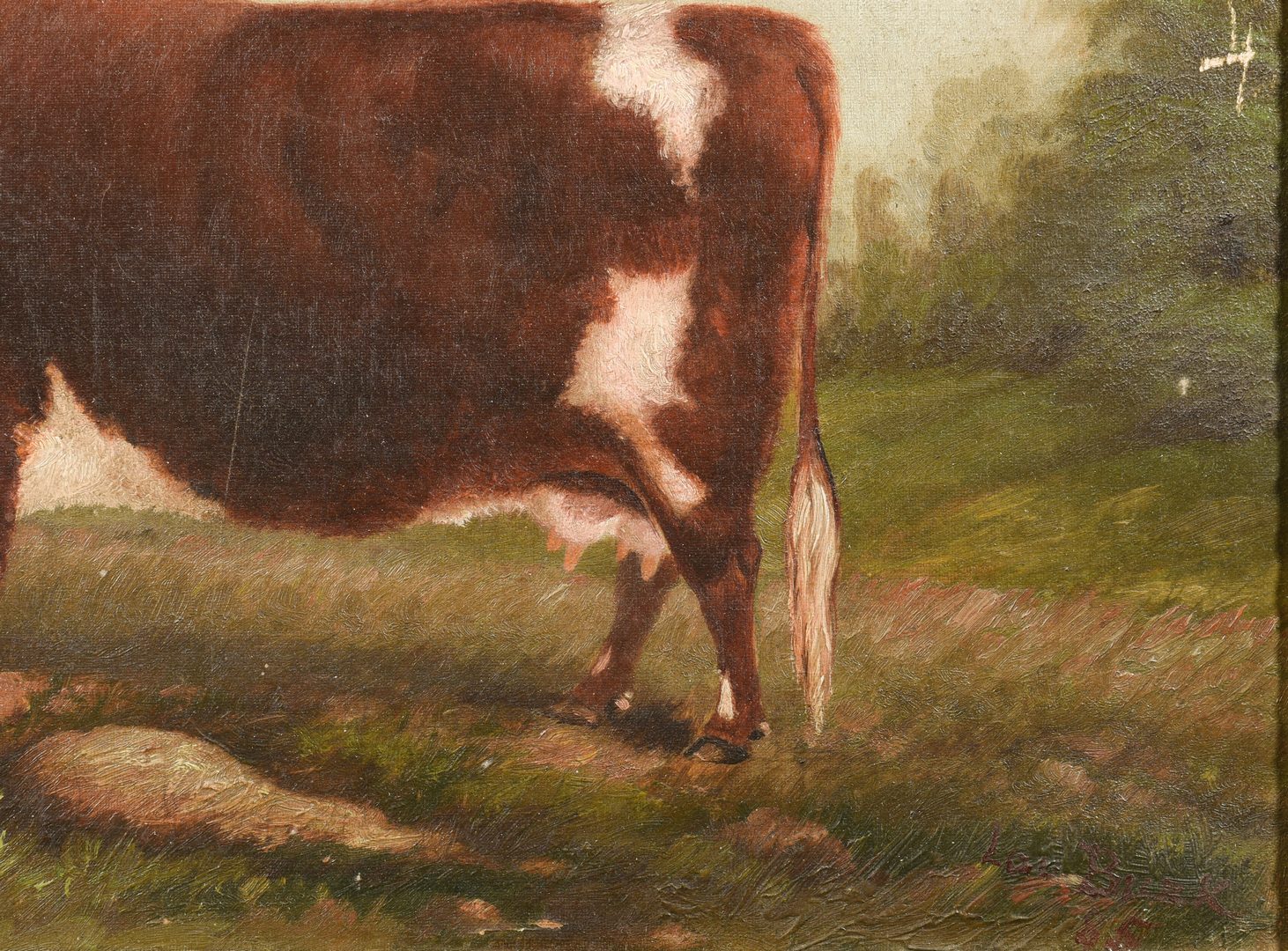 Lot 219: 19th c. Portrait of a Prize Cow, Devon Farm