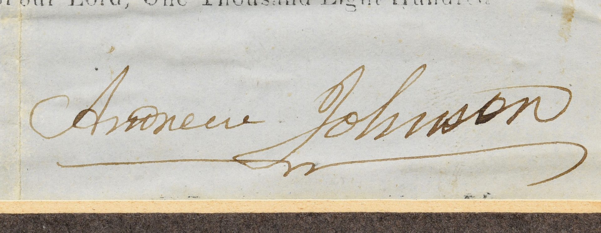 Lot 224: 1857 Andrew Johnson Signed Land Grant