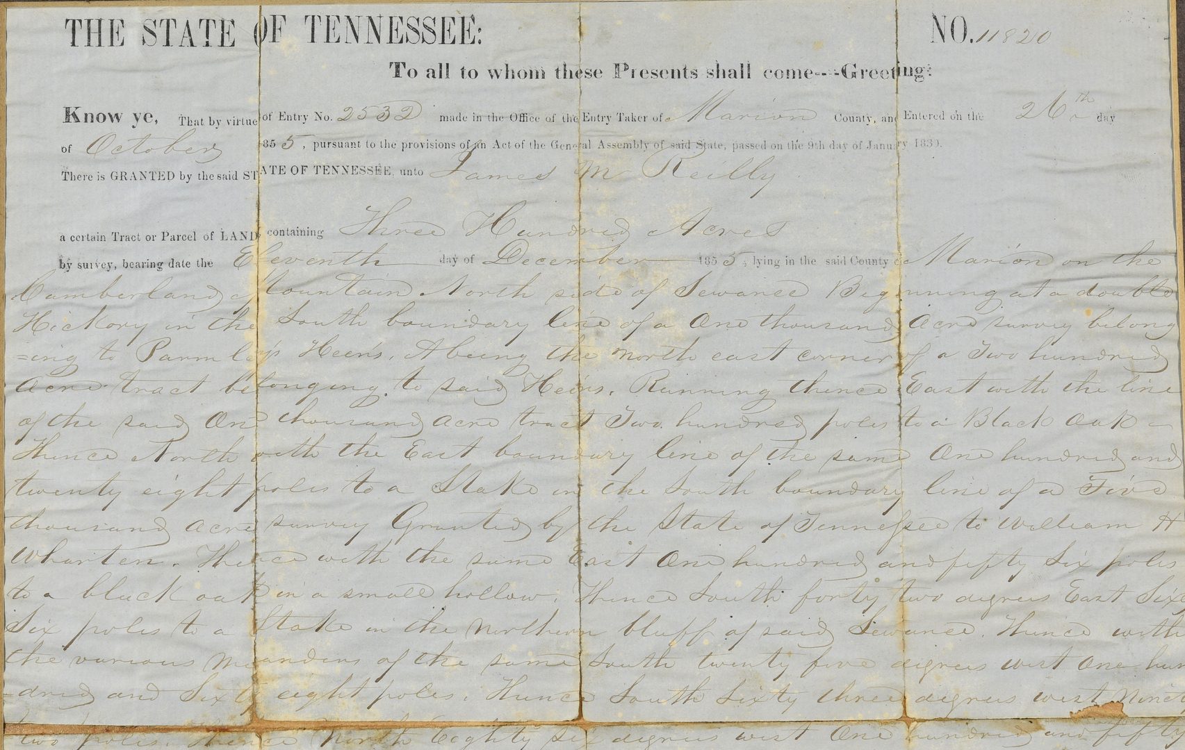 Lot 224: 1857 Andrew Johnson Signed Land Grant