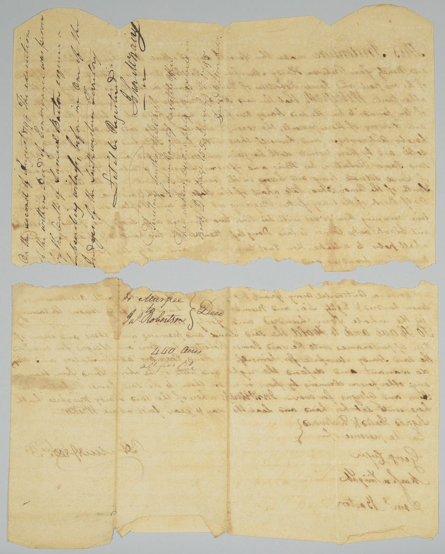 Lot 228: Col. Hardy Murfree signed land sale to James Robertson