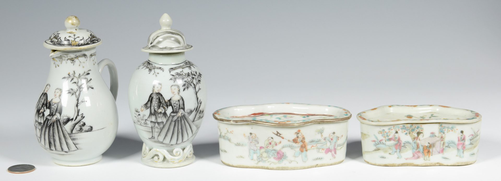 Lot 22: 6 Pcs of Asian Porcelain, incl. Grisaille