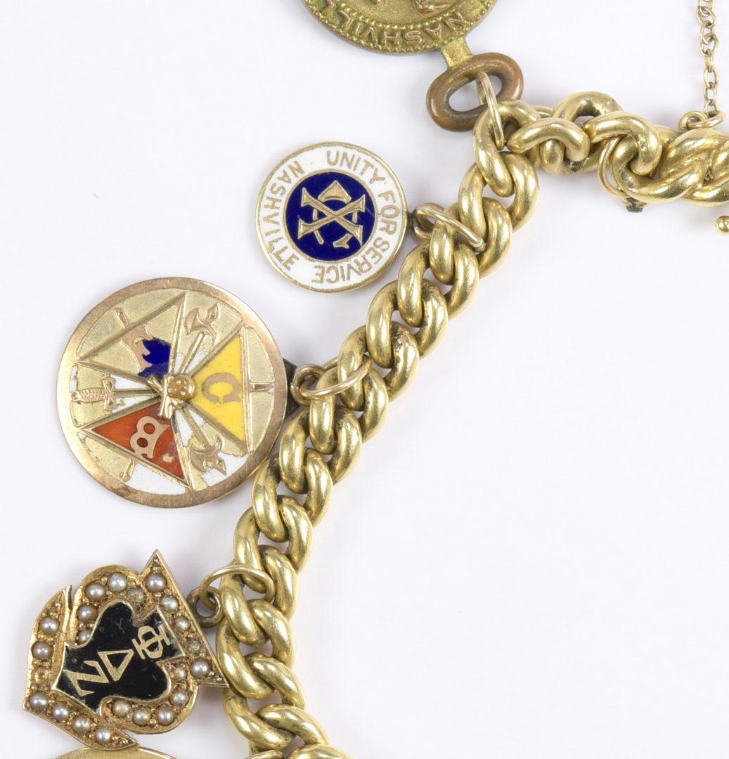 Lot 252: Ed Hicks Masonic Gold Charm 14K Bracelet