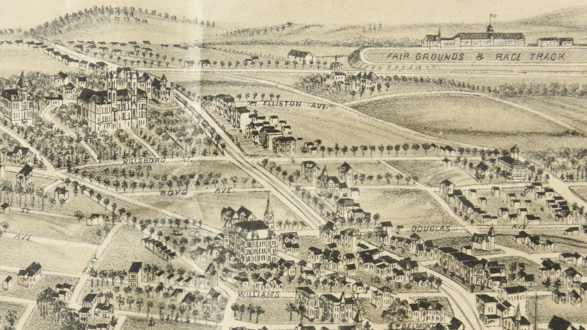 Lot 259: 1888 Birdseye View Nashville Map plus 2 Streetcar Maps