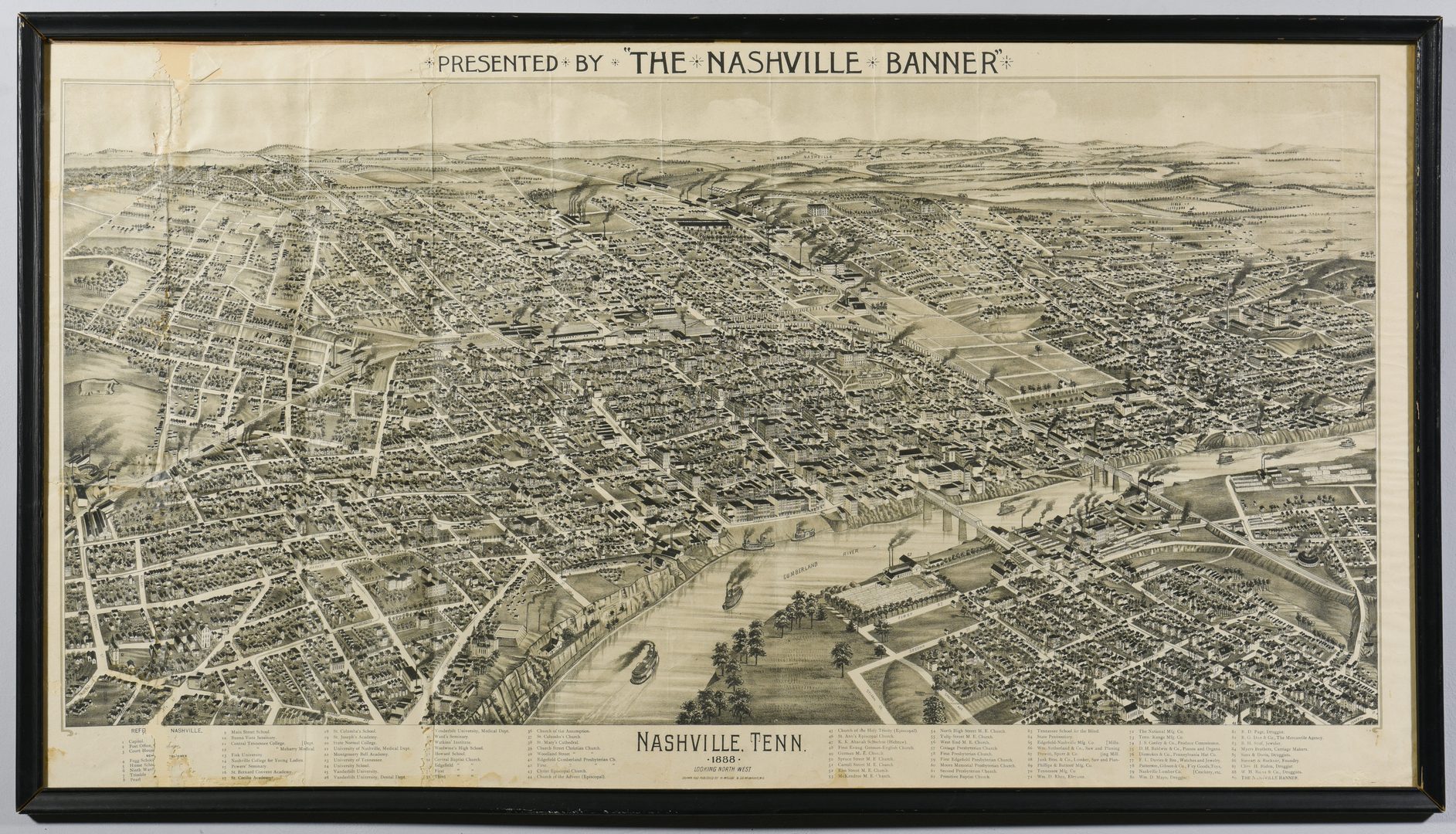 Lot 259: 1888 Birdseye View Nashville Map plus 2 Streetcar Maps