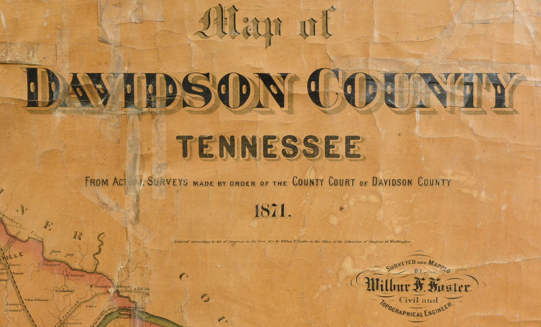 Lot 260: 1871 Foster Map of Davidson County