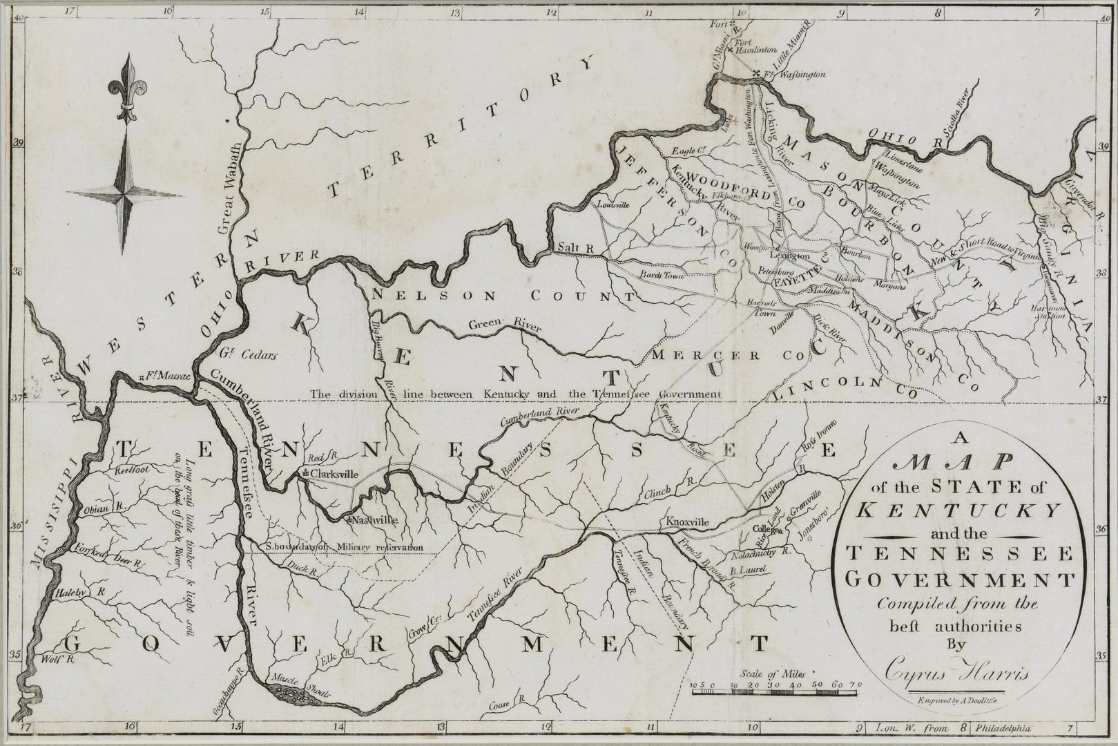 Lot 261: Kentucky and Tennessee Map, 1796 Harris