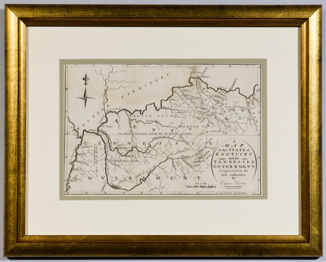 Lot 261: Kentucky and Tennessee Map, 1796 Harris