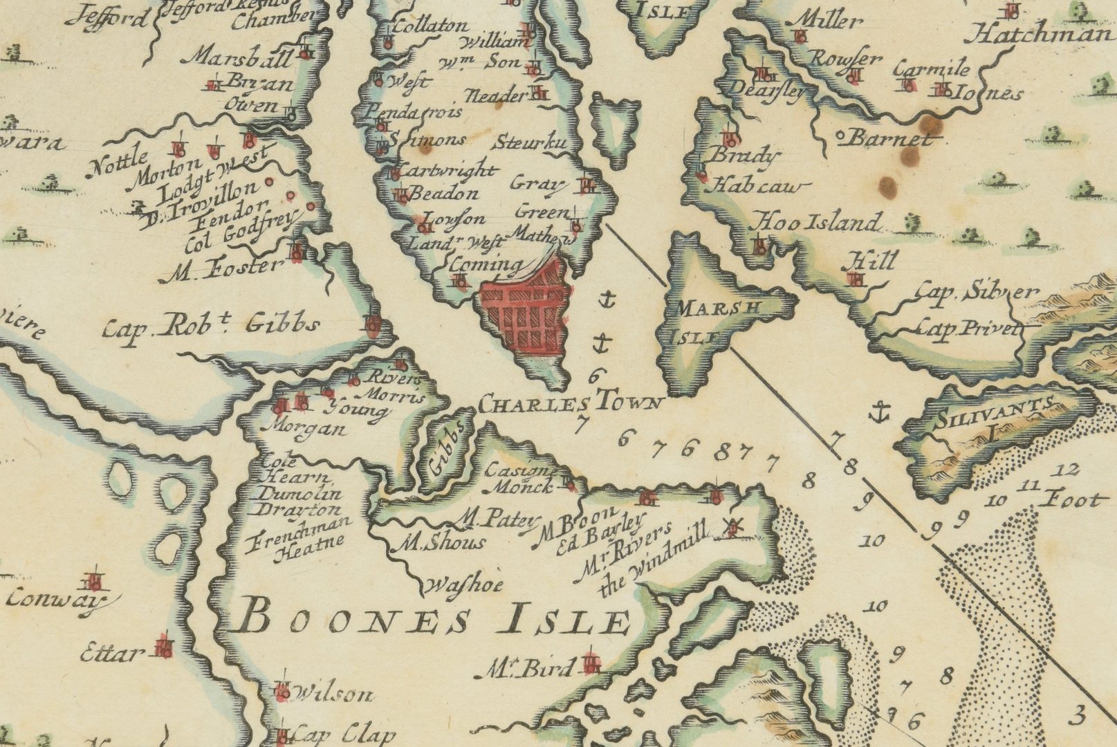 1696 North South Carolina area around Charleston very early map 21856 