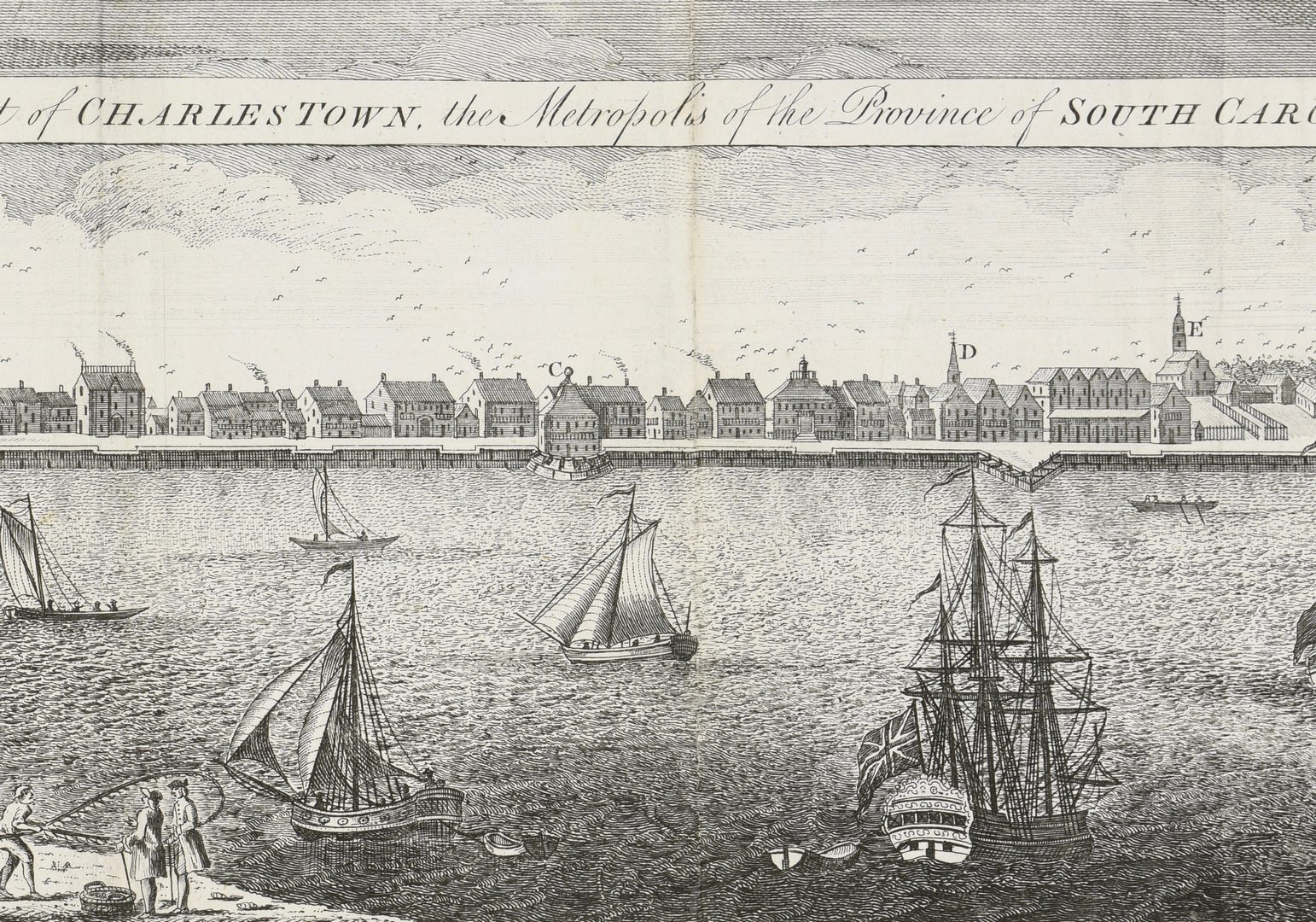 Lot 266: Early English Engraved Map of Charleston, 1779