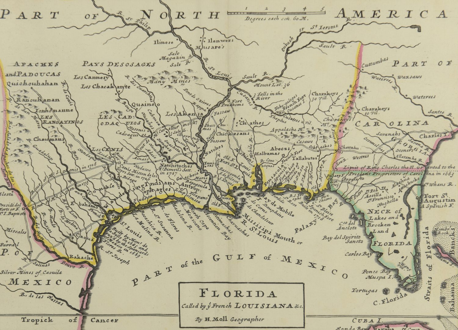 Lot 268: 18th c. Florida Map – Herman Moll
