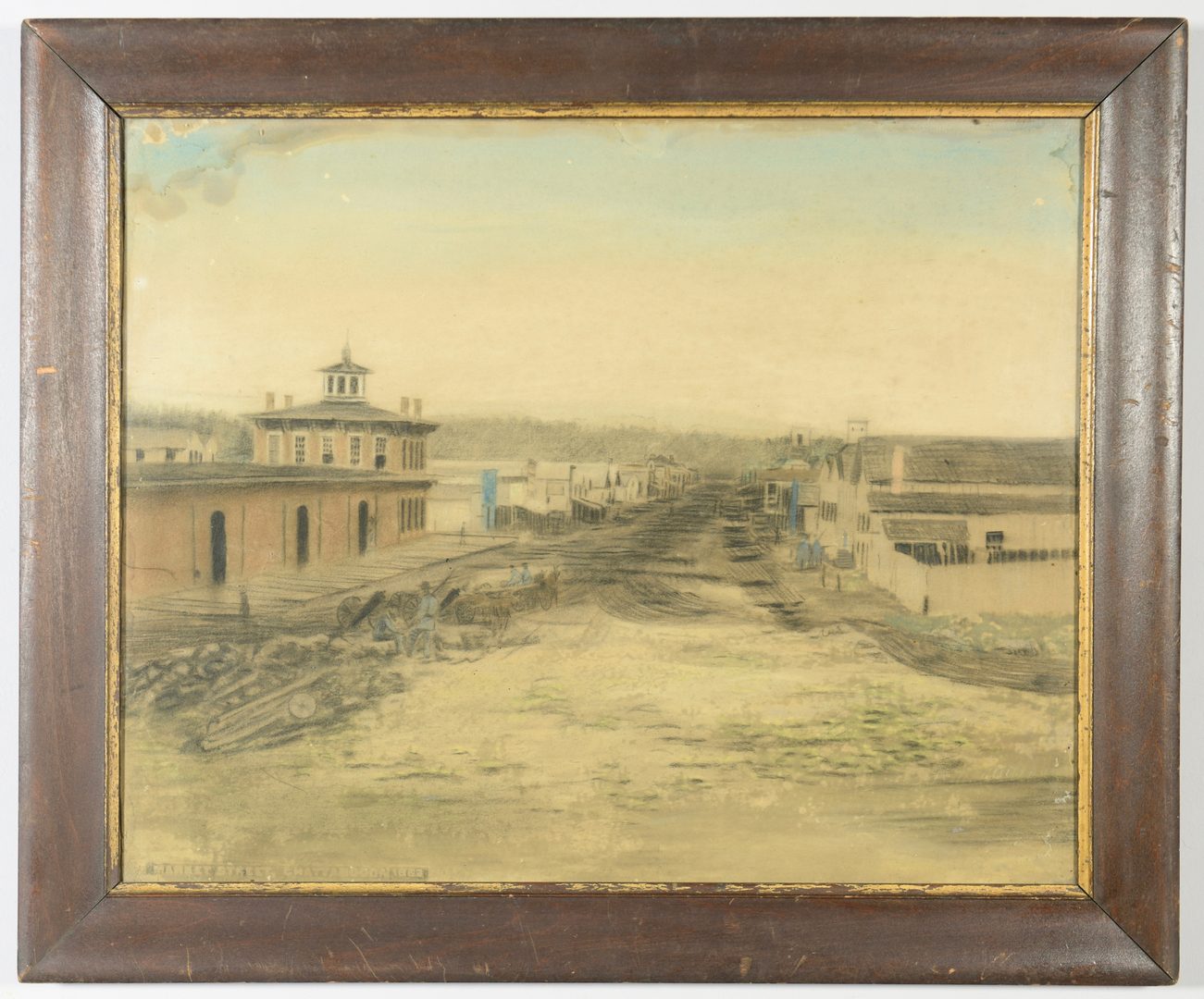 Lot 271: Civil War Pastel and Charcoal Chattanooga Scene
