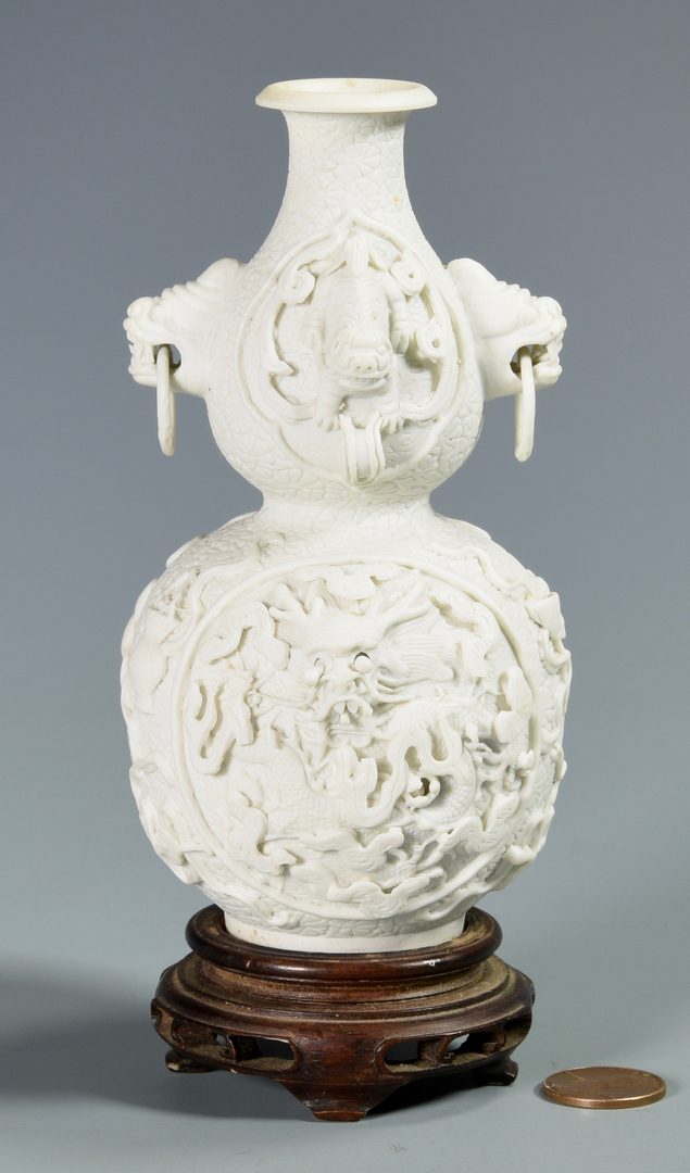 Lot 27: Chinese Biscuit Porcelain Double Gourd Vase