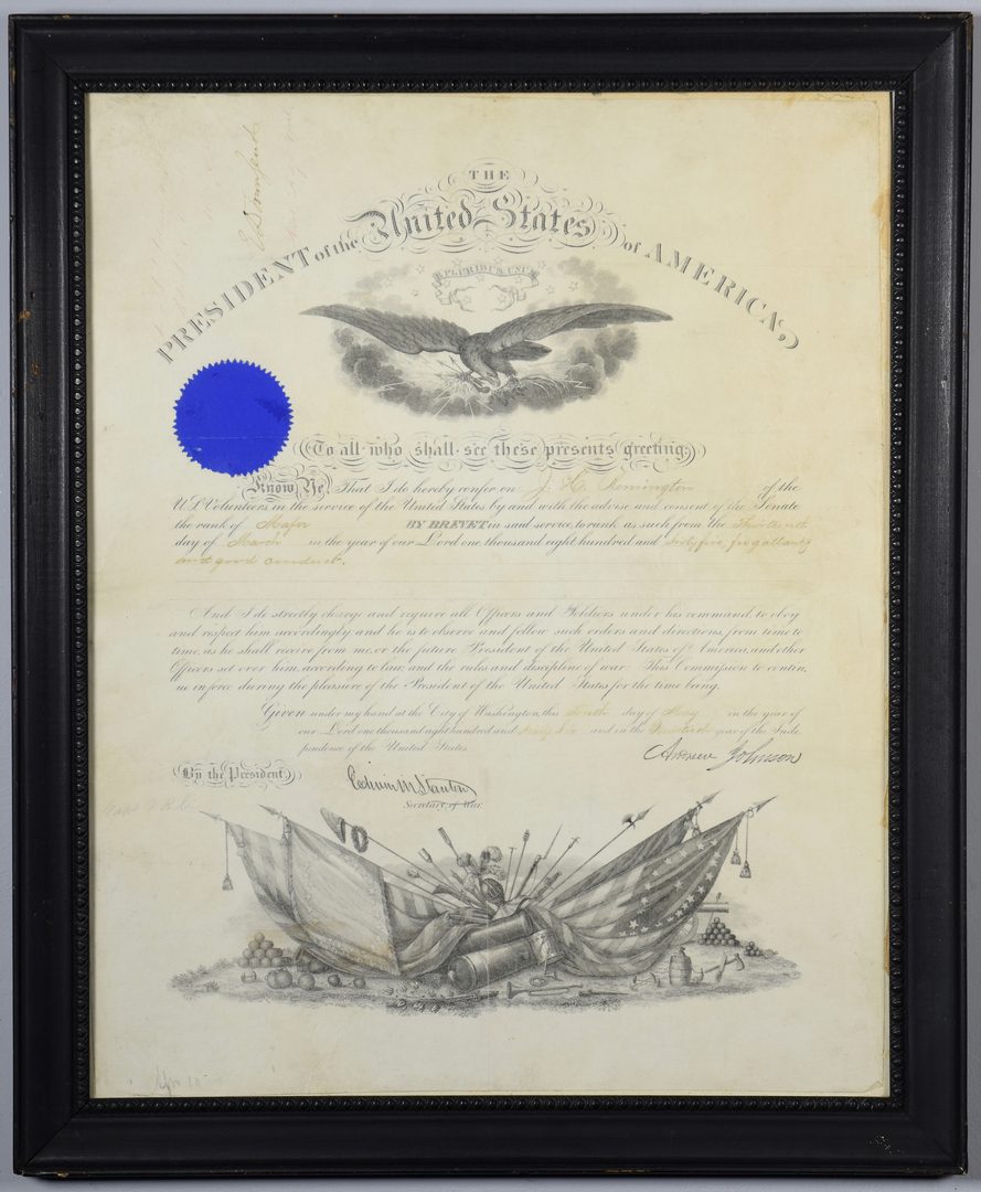 Lot 280: Andrew Johnson War Commission Document